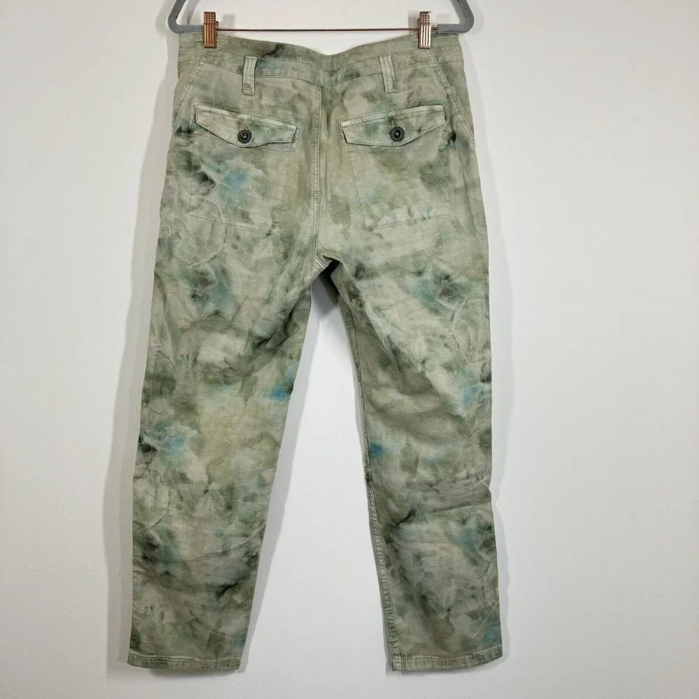 Anthropologie The Wanderer Pants Womens Size 29 Tie Dye Green High Rise Pants - Picture 4 of 9